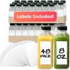 Reli. Plastic Juice Bottles [48 Bulk Pack] [8 oz] Square Plastic Juice Bottles with Caps & Sticker Labels | Clear, Empty for Juicing 8oz | Disposable, Reusable Containers for Juicing, Smoothies(48)