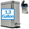 Reli. Small Trash Can with Lid, 1.3 Gallon (5 Liter) | Stainless Steel (Silver) | Small Bathroom Trash Can | Step Pedal Garbage Bin with Removable Bucket, Kitchen | Rectangular Metal Bin
