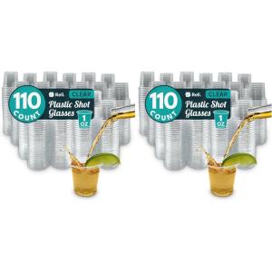 Reli. (110 Count 1 oz Plastic Shot Glasses Disposable | Clear Jello Shot Cups | Mini Plastic Cups for Party, Sauces, Samples | BPA Free, Shatterproof, 1oz Mini Glasses Disposable(1 oz (110 Count) (Pack of 2))