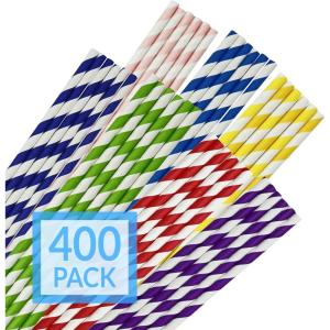 Reli. 400 Pack Paper Straws (Assorted Colors) | Paper Straws for Drinking – Disposable, Biodegradable/Eco-Friendly | Rainbow, Multi-Color | Use for Crafts, Party Decoration, Restaurants