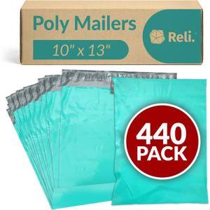 Reli. (440 Pcs) 10×13″ Poly Mailers, Teal | Bulk Shipping Bags for Clothing | Poly Bags for Shipping, Small Business | Mailing/Packaging – 10×13 Inch | Non-Padded Envelopes,Self Sealing