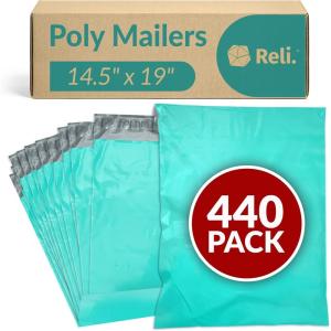 Reli. (440 Pcs) 14.5×19″ Poly Mailers, Teal | Bulk Shipping Bags for Clothing | Mailer Bags for Shipping, Small Business| Mailing/Packaging – 14.5×19 Inch| Non-Padded Envelopes, Self Seal