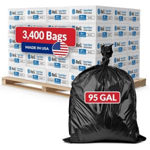 Reli. 95 Gallon Trash Bags | Heavy Duty | 3,400 Total | 68 Bags/Case, 50 Cases/Pallet | Made in USA | Black