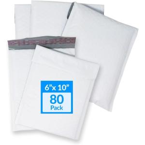 Reli. Bubble Mailers 6×10 in.| 80 Pack – Bulk | Made in USA | White, Poly Bubble Mailers/Padded Mailing Envelopes | Self-Sealing, Polly Envelope | Padded for Shipping Packages