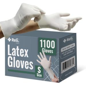 Reli. Latex Gloves, Small (1100 Bulk Pack) | Disposable | Powder-Free | White Gloves, Non-Sterile | All Purpose for Cleaning, Automotive, Cooking, Industrial, Laboratory | Single Use (Small)