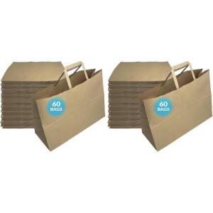 Reli. Paper Shopping Bags | 60 Pcs | Large 16″x6″x12″ | Brown Paper Bags with Handles | Heavy Duty, 68 lbs Basis | Kraft With Wide Base | Take Out/To Go, Retail, Shopping, Restaurant(1 Count (Pack of 120))