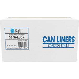 Reli. Premium 50 Gallon Trash Bags | 150 Count | Made in USA | Heavy Duty | Bulk | SuperValue | Black Multi-Use Garbage Bags