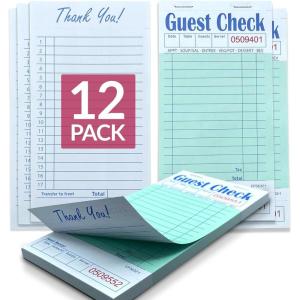 Reli. Server Note Pads (12 Pack, 50 Sheets/Pad) Guest Checks Books for Servers | Note Pads for Waitress, Restaurant Orders