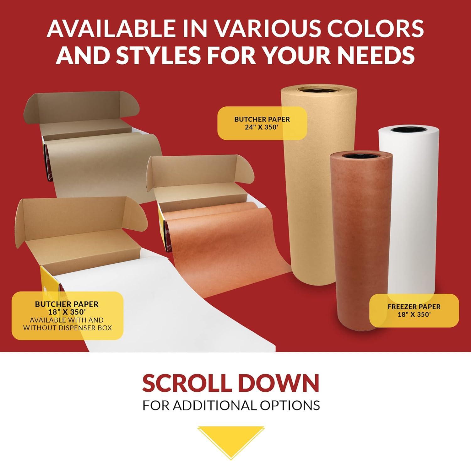 image:imageMade in USA Bulk Value 1725 in x 350 ft 4200 in Reli Pink Butcher Paper wDispenser Box Serrated Cutting Blade Food Grade Kraft Butcher Paper for Smoking Meat Unwaxed Meat Wrapping