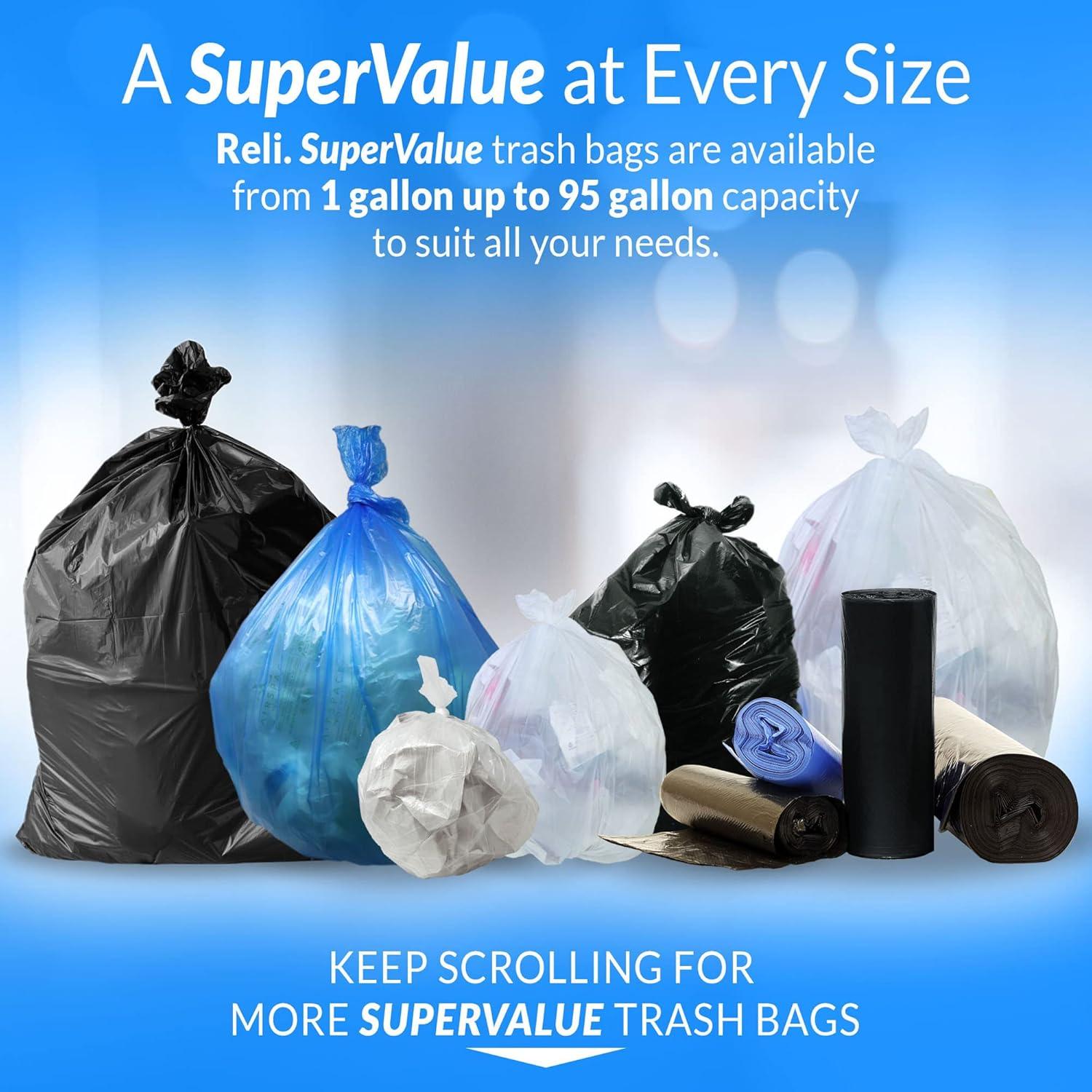 image:imageReli 13 Gallon Trash Bags 250 Bags Clear Tall Kitchen Strong Garbage