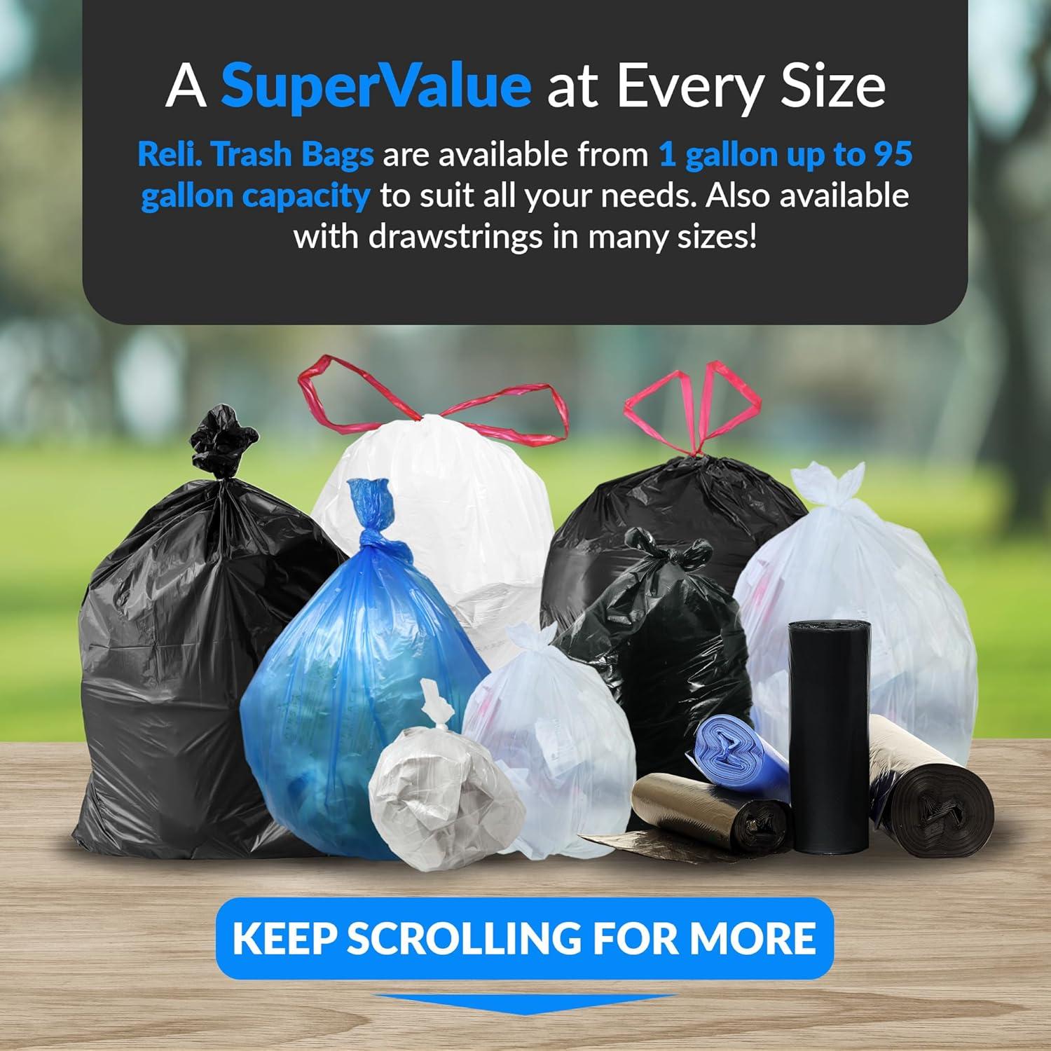 image:imageReli 3033 Gallon Trash Bags Heavy Duty 250 Count Bulk Black Large Trash Bags 30 32 Gallon Made in USA250 Count Pack of 1