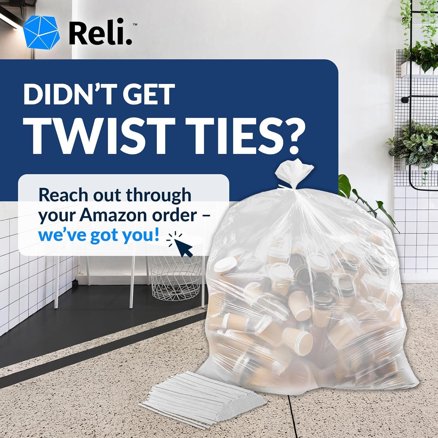 image:imageReli 40 to 45 Gallon Trash Bags Heavy Duty 125 Trash Bags with Ties Super Sizeable Clear Serious Garbage Cleanup