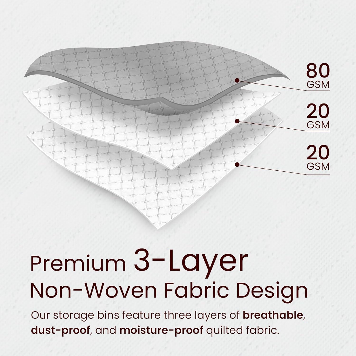 image:imageReli 60L Clothes Storage Bags 3 Pack Closet Organizers and Storage Containers Foldable Bins with Lids amp Handles Large Bags for Towels Toys Comforters Blankets Grey
