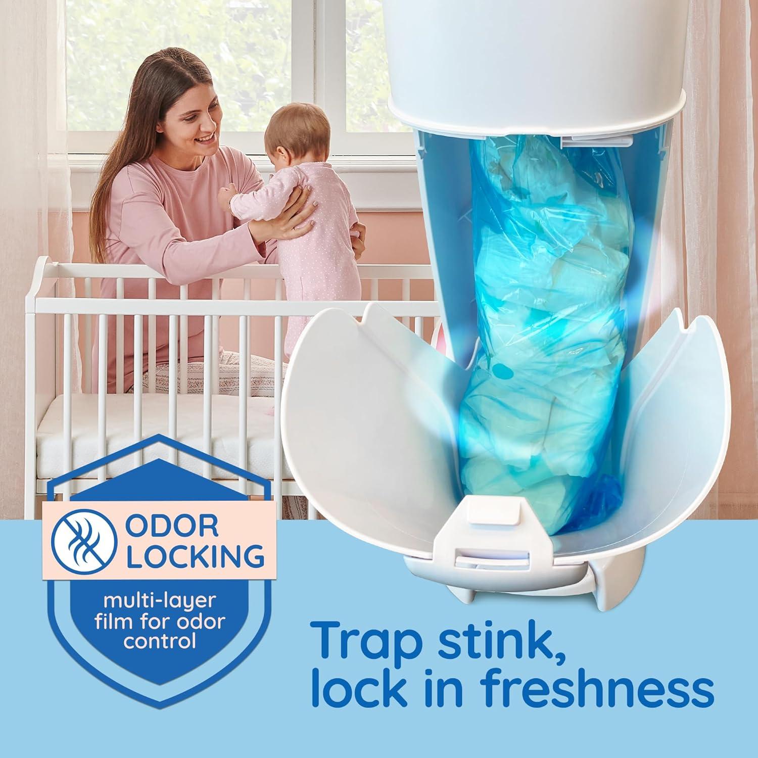 image:imageReli Diaper Pail Refill Bags Compatible with Genie Complete Expressions 10 Pack Pail Refills Unscented Odor Blocking Strong Easy Replacement Holds up to 2800 Newborn Diapers