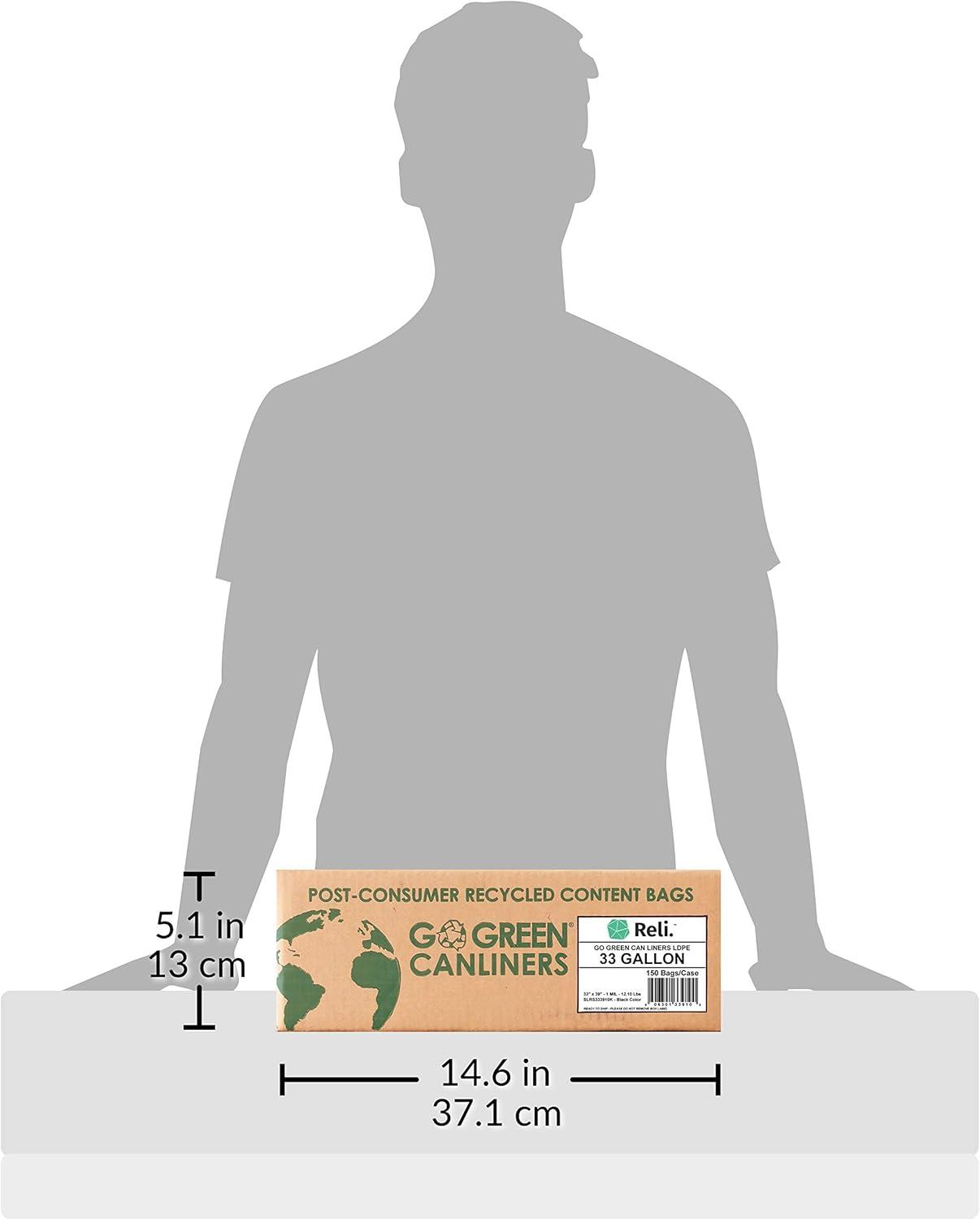 image:imageReli EcoStrong 33 Gallon Trash Bags 150 Count Bulk Black EcoFriendly Made from Recycled Material