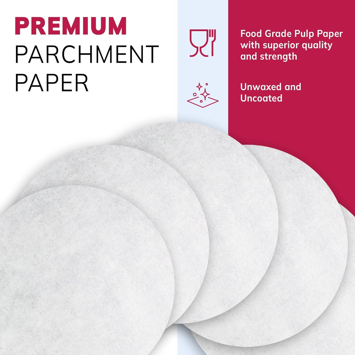 image:imageReli Parchment Paper Rounds 9 Inch 400 Count White Round Parchment Paper Sheets for Baking Air Fryer NonStick 9 Liner Sheets Food Grade Cooking Baking for Cakes Steaming