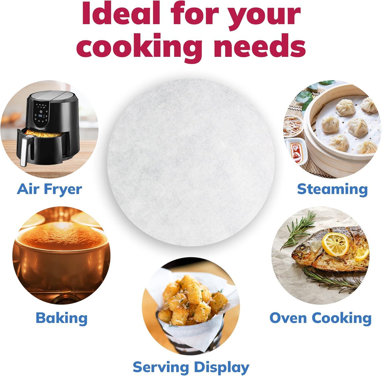 image:imageReli Parchment Paper Rounds 9 Inch 400 Count White Round Parchment Paper Sheets for Baking Air Fryer NonStick 9 Liner Sheets Food Grade Cooking Baking for Cakes Steaming