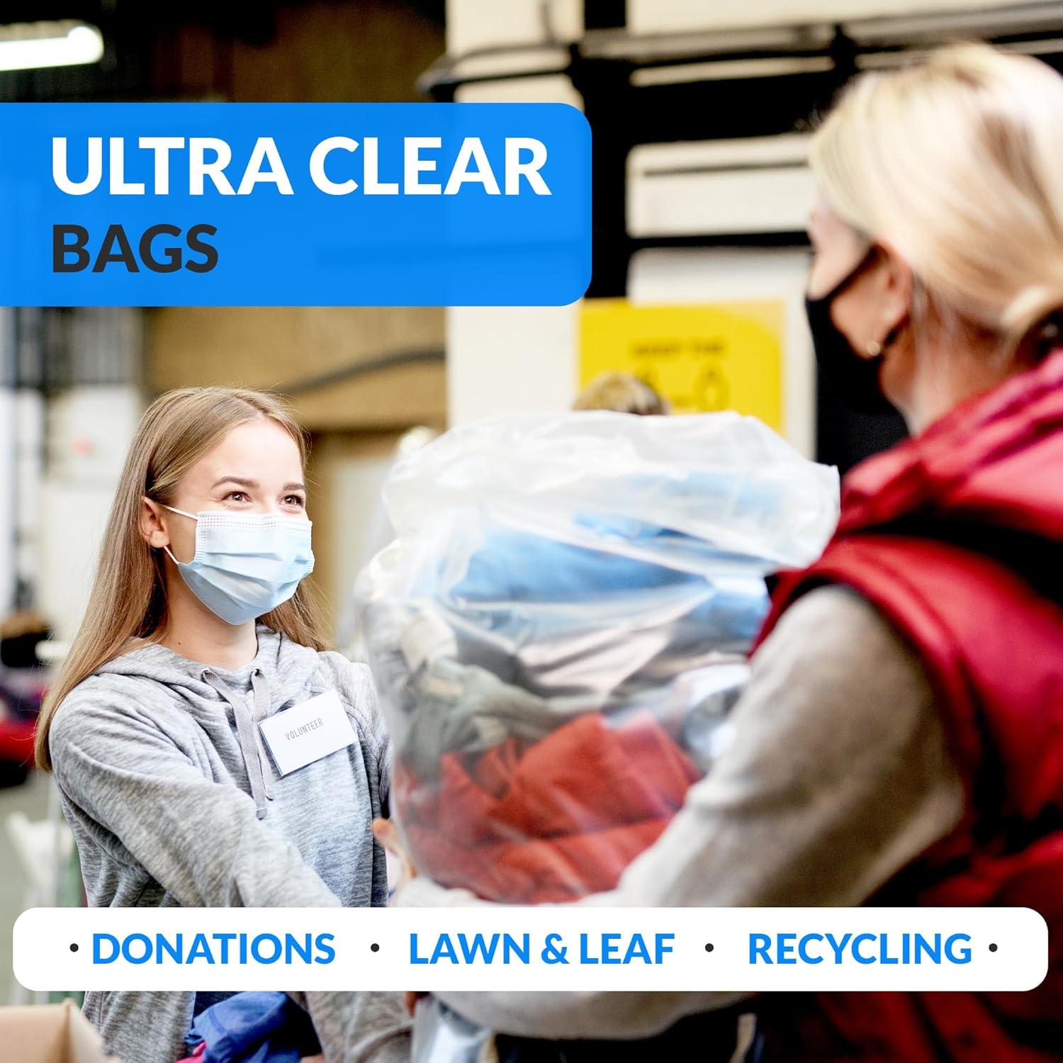 image:imageReli Premium 50 Gallon Trash Bags 200 Count Made in USA Heavy Duty Bulk SuperValue Clear MultiUse Garbage Bags