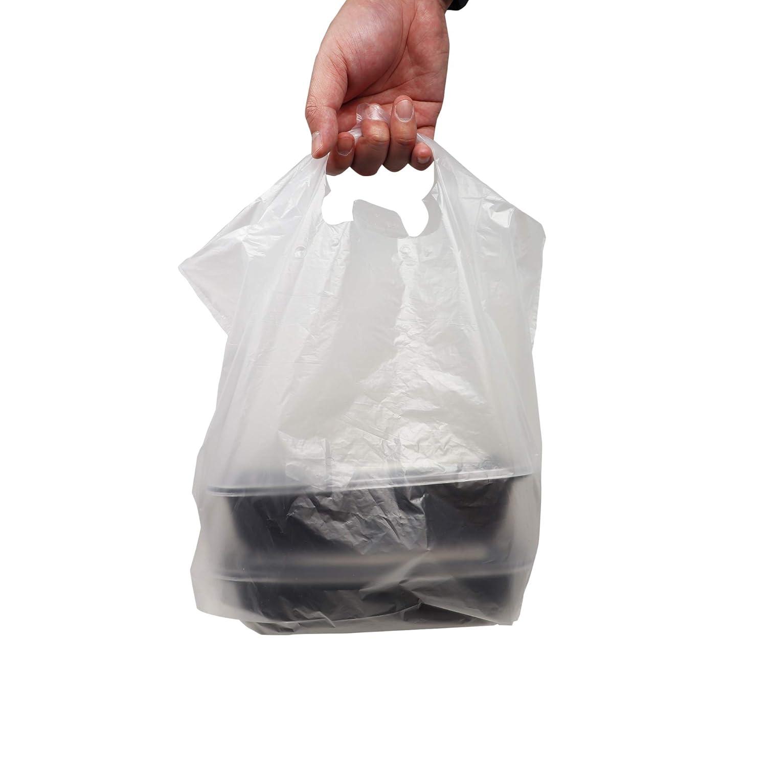 image:imageReli To Go BagsTake Out Bags 500 Count Bulk Small 16 L x 8 W 1075 H Reusable Plastic Bags with Handles Die Cut Handle Plastic Use for Shopping Business Carry Out Restaurant