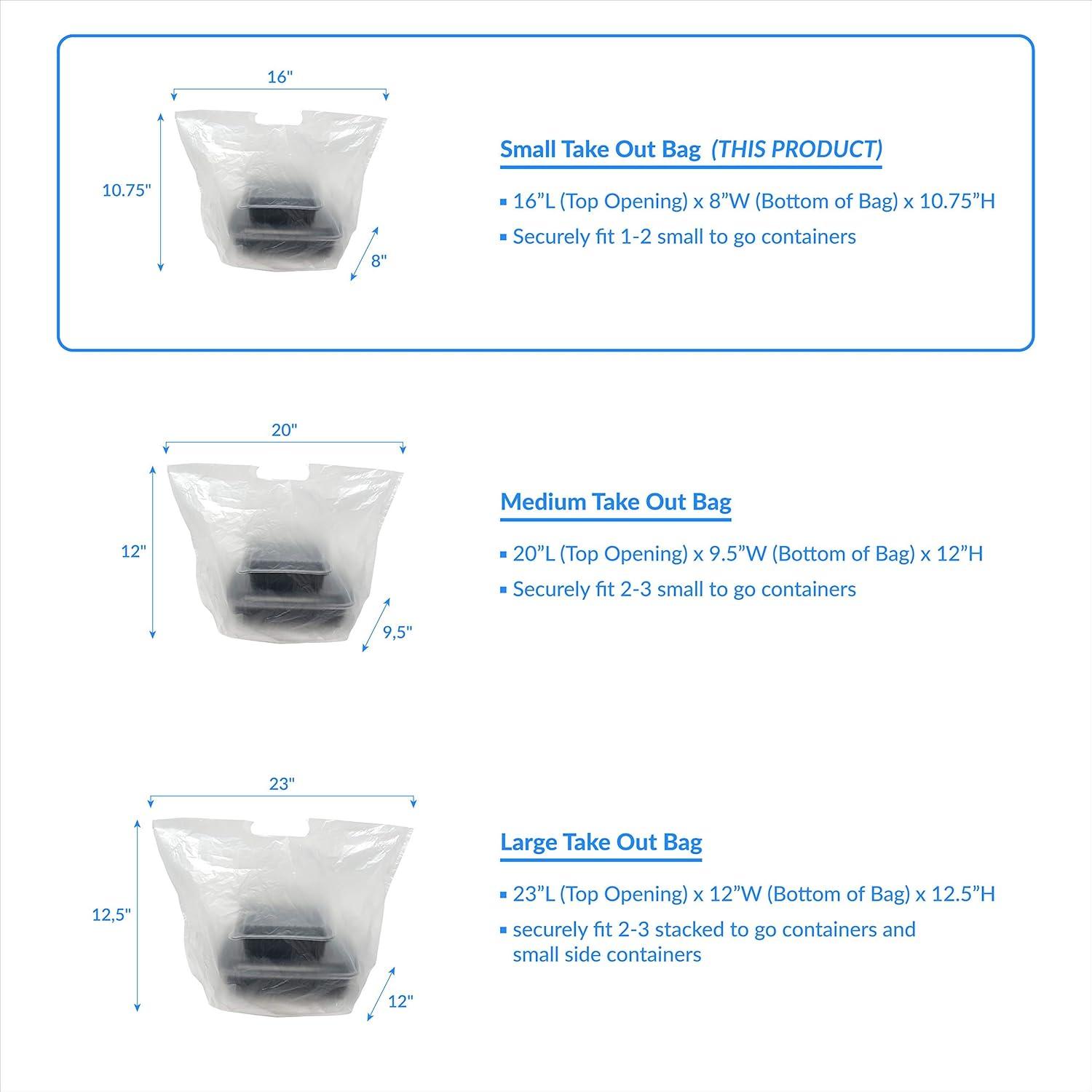 image:imageReli To Go BagsTake Out Bags 500 Count Bulk Small 16 L x 8 W 1075 H Reusable Plastic Bags with Handles Die Cut Handle Plastic Use for Shopping Business Carry Out Restaurant