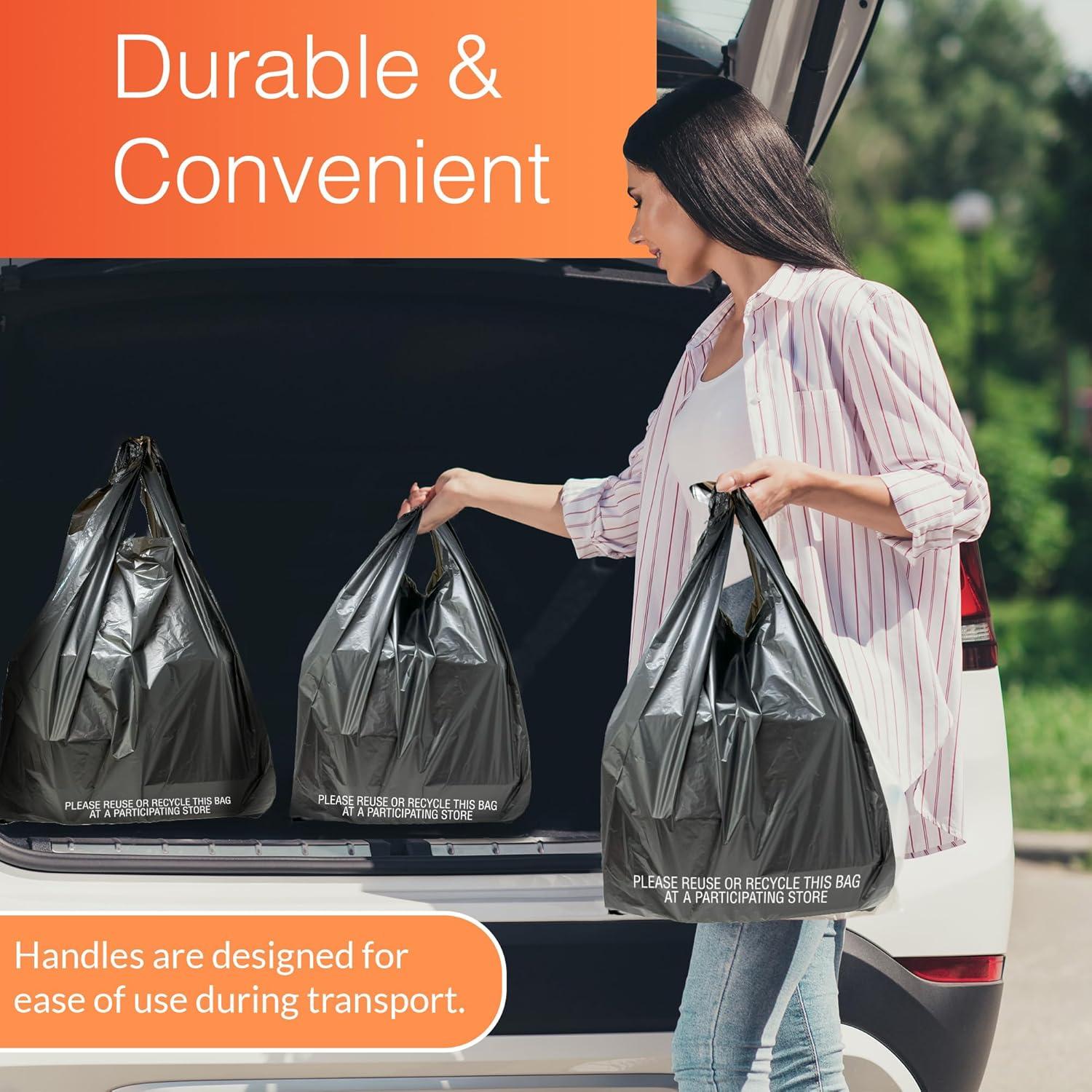 image:imageReli Tshirt Bags 300 Count Black 115 x 65 x 21 Black Plastic Bags Plain Grocery Shopping Restaurants115 x 65 x 21 300 Bags Pack of 2
