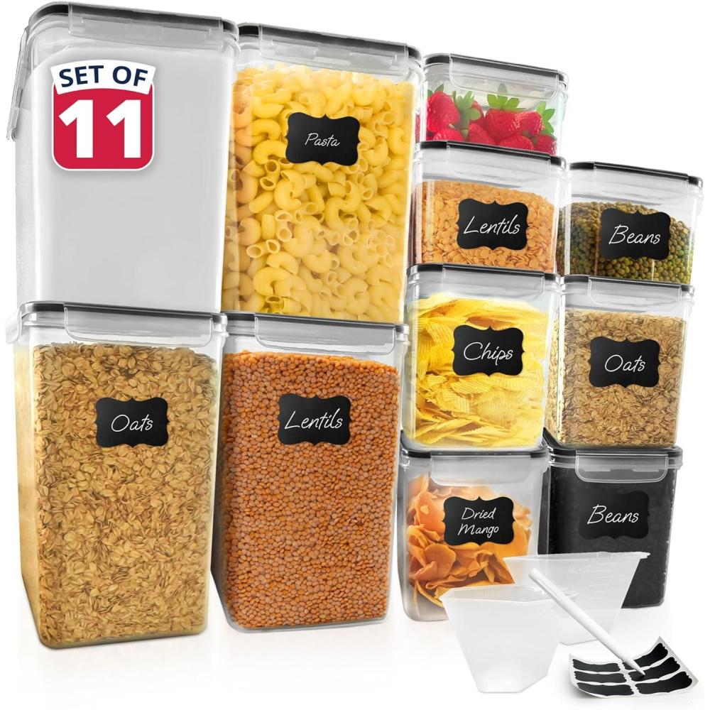image:imageReli Airtight Food Storage Containers with Lids 11 Sets  Kitchen Organizers and Storage Pantry Organizers  BPA Free Plastic Food Container XL Size Variety Pack w 2 Measuring Cups 12 Labels Pen