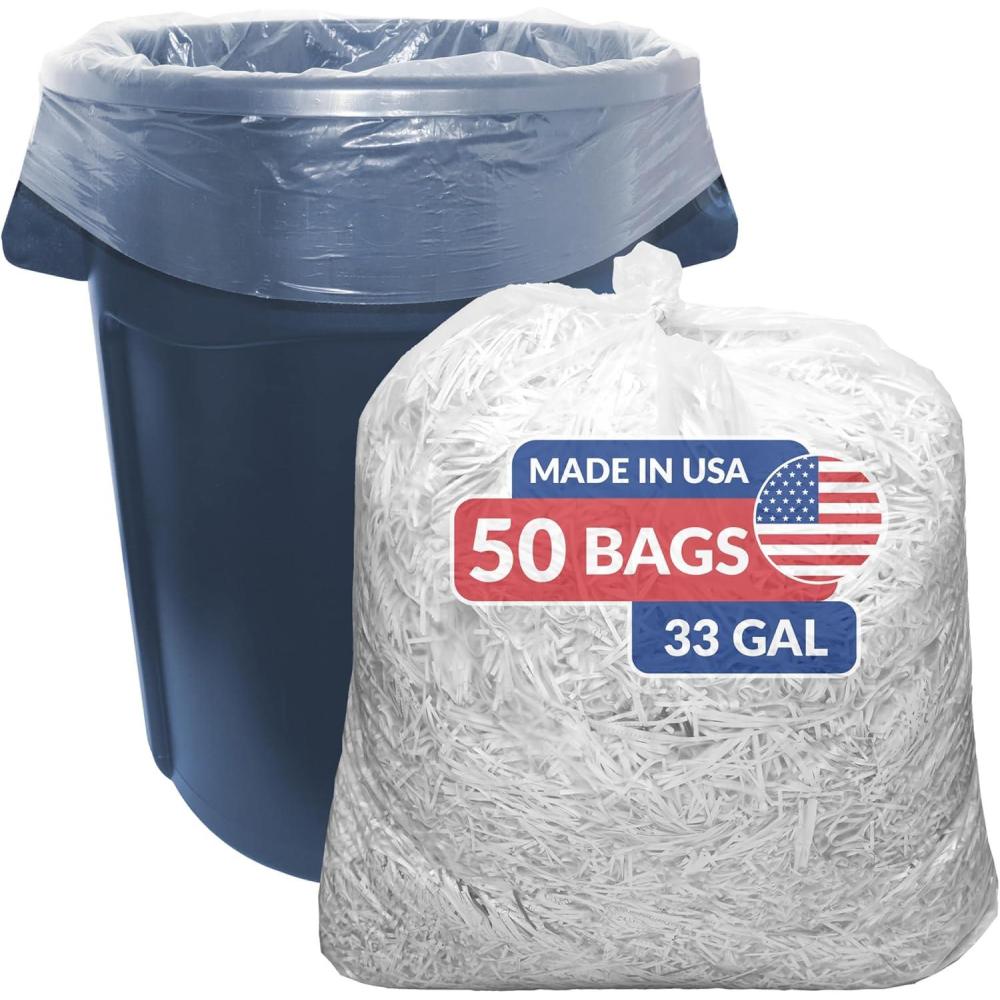 image:imageReli SuperValue 33 Gallon Trash Bags  50 Count  Made in USA  Heavy Duty  Clear MultiUse Garbage Bags