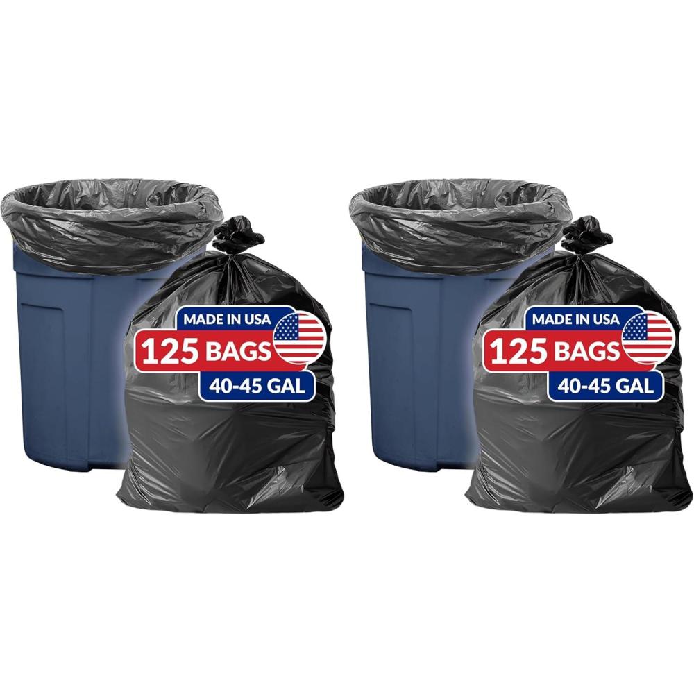 image:imageReli SuperValue 4045 Gallon Trash Bags  125 Count  Made in USA  Heavy Duty  Black MultiUse Garbage Bags1 Count Pack of 250