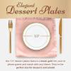 Reli. 110 Pcs Plastic Dessert Plates, Disposable (7.5 inch, White w/Gold Rim) | Plates for Party, Heavy Duty | Hard Plastic Small Dessert Platter for Wedding, Birthday, Salad/Appetizer (7.5″)