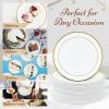 Reli. 110 Pcs Plastic Dessert Plates, Disposable (7.5 inch, White w/Gold Rim) | Plates for Party, Heavy Duty | Hard Plastic Small Dessert Platter for Wedding, Birthday, Salad/Appetizer (7.5″)