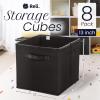 Reli. 13x13x13 Storage Cube Bins (8 Pack) | Large Cube Organizer Bins | 13×13 Fabric Storage Boxes | Fits Kallax | Collapsible, Foldable Fabric Cubby Box (Square) | Kids Room Organization (Black)