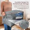 Reli. 60L Clothes Storage Bags (3 Pack) Closet Organizers and Storage Containers | Foldable Bins with Lids & Handles | Large Bags for Towels, Toys, Comforters, Blankets | Grey