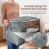 Reli. 90L Large Clothes Storage Bags (3 Pack) Closet Organizers, Storage Containers | Large Clothing Bags with Handles for Towels, Comforters, Blankets | Grey