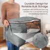 Reli. 90L Large Clothes Storage Bags (9 Pack) Closet Organizers and Storage Containers | Foldable Bins with Lids & Handles | Large Bins for Towels, Comforters, Blankets | Grey(9)