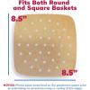 Reli. Air Fryer Parchment Paper Liners (400 Pcs) Brown | 8.5 Inch Square Disposable Liner Sheets | Parchment Paper for Air Fryer, Steaming, Baking | Perforated, Food Grade
