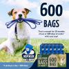 Reli. Biodegradable Dog Poop Bags Rolls (600 Pack, 40 Rolls) | 9″x13″ Poop Bags for Dogs | Unscented, Leak Proof Oxobiodegradable Pet Waste Eco-Friendly | Blue | Leash Clip Holder Included
