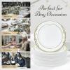 Reli. Disposable Plastic Plates, White & Gold Rim (110 Pcs, 10.25″) | Hard Plastic Dinner Plate | Elegant, Heavy Duty Disposable Round Platters for Party, Wedding, Event, Christmas (Gold Trim)