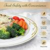 Reli. Disposable Plastic Plates, White & Gold Rim (110 Pcs, 10.25″) | Hard Plastic Dinner Plate | Elegant, Heavy Duty Disposable Round Platters for Party, Wedding, Event, Christmas (Gold Trim)