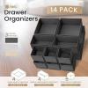 Reli. Drawer Organizer Clothes (14 Pack) | Dresser Organizer for Clothing | Drawer Bins for Bras, Nursery, Baby Clothes, Underwear, Socks | Foldable Fabric Dresser Storage Dividers (Gray)