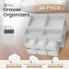 Reli. Drawer Organizer Clothes (14 Pack) | Organization for Dresser, Closet, Nursery, Baby Clothes | Foldable Fabric Dresser Dividers for Bra, Underwear, Socks (White)