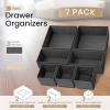 Reli. Drawer Organizer for Clothes (7 Pack) | Gray Dresser Organizer for Clothing | Foldable Fabric Drawer Bins for Bras, Nursery, Baby Clothes, Underwear, Socks | Dresser Storage Dividers
