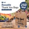 Reli. Reusable Thank You Bags | 250 Pack, 2 Mil | Brown/Kraft Shopping Bags Plastic | 12″ L x 6.75″ W x 14″ H | Ideal for Groceries, Retail, Food Take Out/To Go, Small Business(Medium)