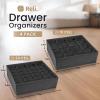 Reli. Sock Organizer (4 Pack) | 16+24 Cell Underwear Organizer | Drawer Dividers for Underwear, Socks, Ties, Belt | Foldable Fabric Storage Bins for Drawer, Closet, Dresser | 11.8 x 11.8 x 3.5 (Gray)