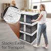 Reli. Storage Bins with Lids and Doors (3 Pack) | 19 Gallon Collapsible Storage Bins with Lids | Collapsible Stackable Plastic Cabinet with Built-in Wheels | Heavy Duty Closet Organizers