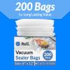 Reli. Vacuum Sealer Bags 8×12 in. | 200 Pack | Pre-Cut Embossed Vacuum Bag for Food | BPA Free | Food Sealer for Sous Vide, Freezer Storage, Meal Prep | Quart Size, Clear