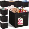 Reli. 13x13x13 Storage Cube Bins (8 Pack) | Large Cube Organizer Bins | 13×13 Fabric Storage Boxes | Fits Kallax | Collapsible, Foldable Fabric Cubby Box (Square) | Kids Room Organization (Black)