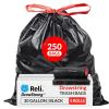 Reli. 30 Gallon Trash Bags Drawstring | 250 Count Bulk | Black | 30 Gallon Garbage Bags Heavy Duty | Large(250)