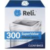 Reli. 6-10 Gallon Trash Bags | 300 Bags | Clear | Bathroom | Strong | Garbage