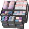 Reli. Drawer Organizer Clothes (14 Pack) | Dresser Organizer for Clothing | Drawer Bins for Bras, Nursery, Baby Clothes, Underwear, Socks | Foldable Fabric Dresser Storage Dividers (Gray)