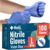 Reli. Nitrile Gloves, Large | 100 Pack Value Disposable Gloves | Powder Free, Latex Free | Single-Use | Premium Nitrile Material for Cleaning, Automotive, Salon, Food Safe | Violet Blue/Iris Blue
